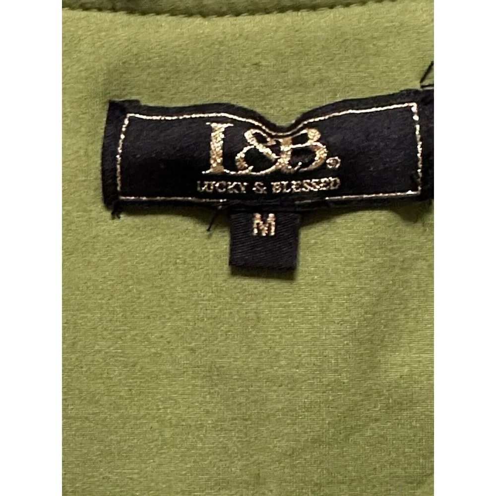 Lucky & Blessed L&B Faux Fur Fuzzy Multicolored Striped Zip Vest Pockets Retro M
